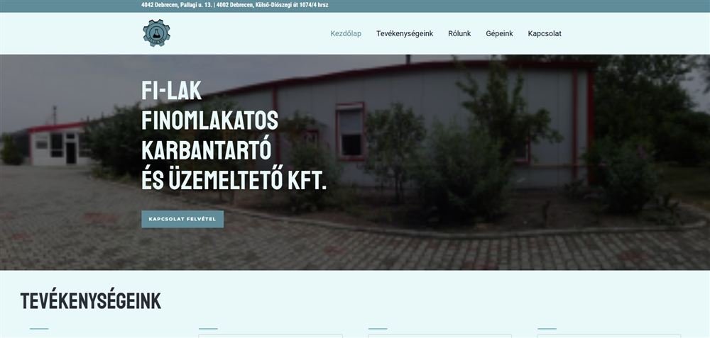 Finomlakatos karbantartó és üzemeltető Kft. weboldal képernyőkép
