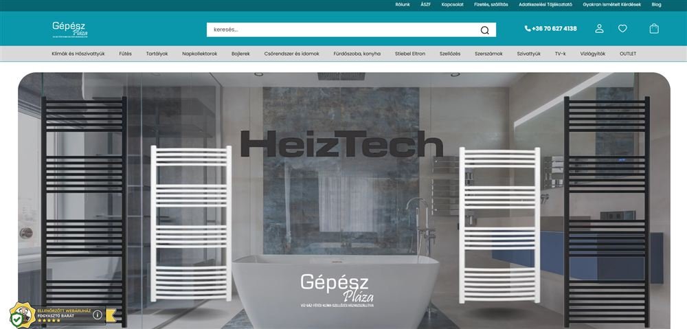 GépészPláza.hu webshop képernyőkép