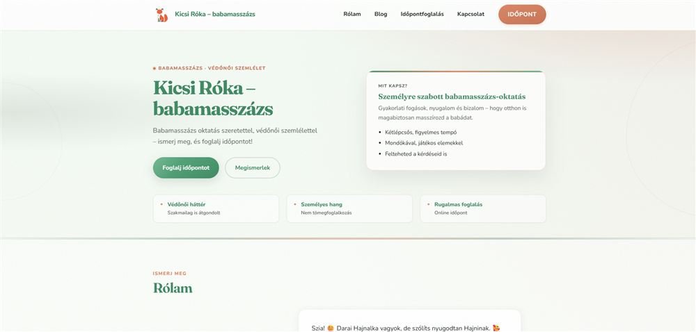 Kicsi Róka babamasszázs weboldal képernyőkép
